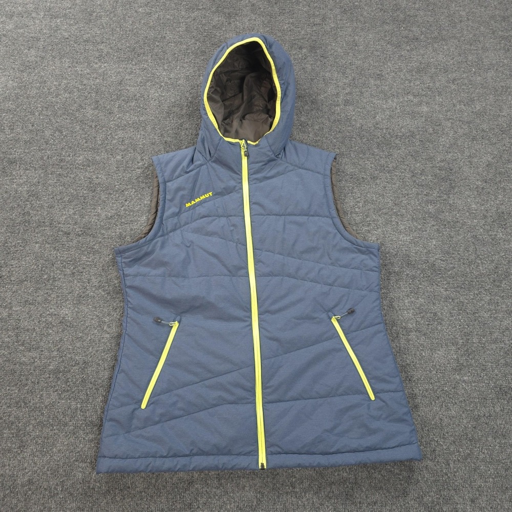 Mammut Vest Womens XL Blue PrimaLoft Hooded Insulated Puffer Hiking Outdoors